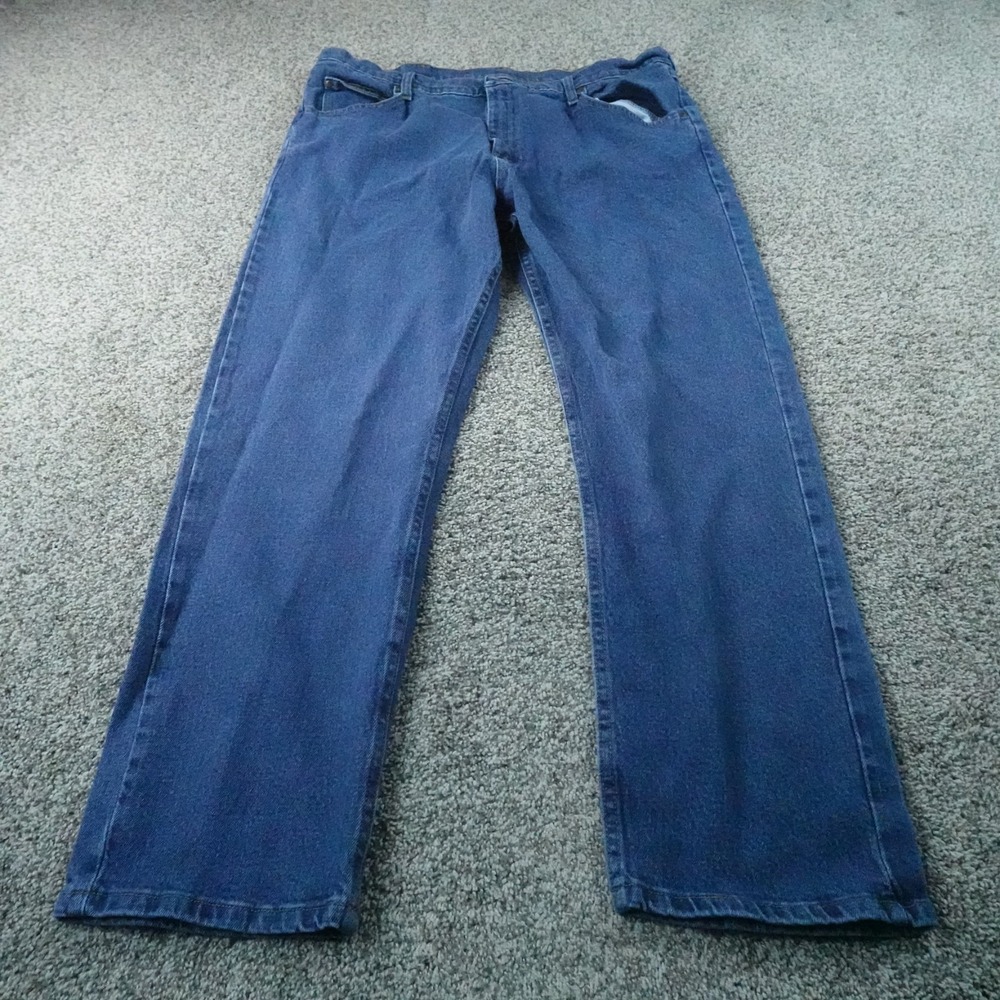 Wrangler Jeans Mens 38X30 Dark Blue Denim Pants Straight Stretch‎ Western Cowboy